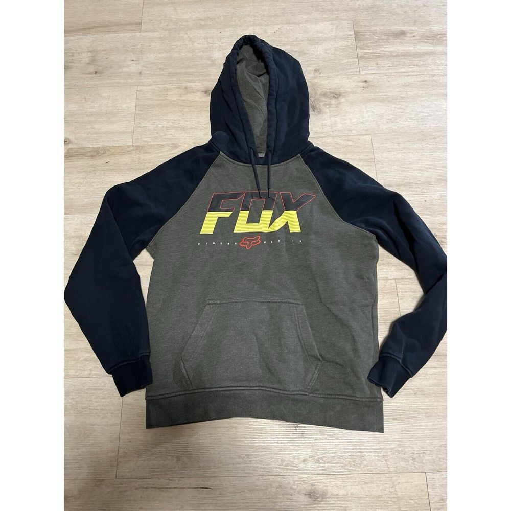 Fox Racing‎ Motocross Men's Vintage Hoodie Size M Pullover Gray Black